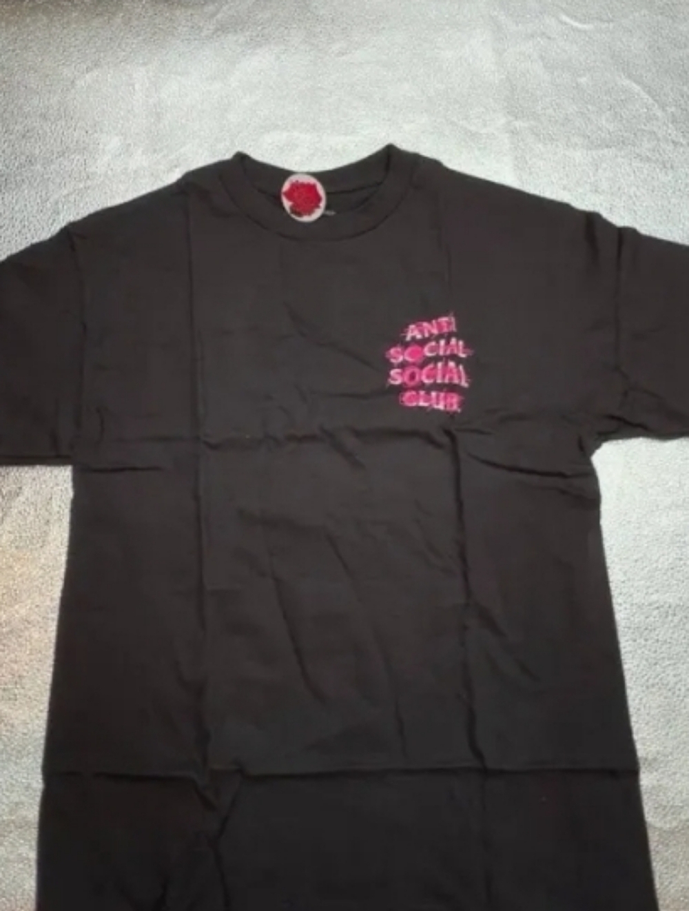 Anti Social Social Club  Black Tee with Pink Logo Chest Print